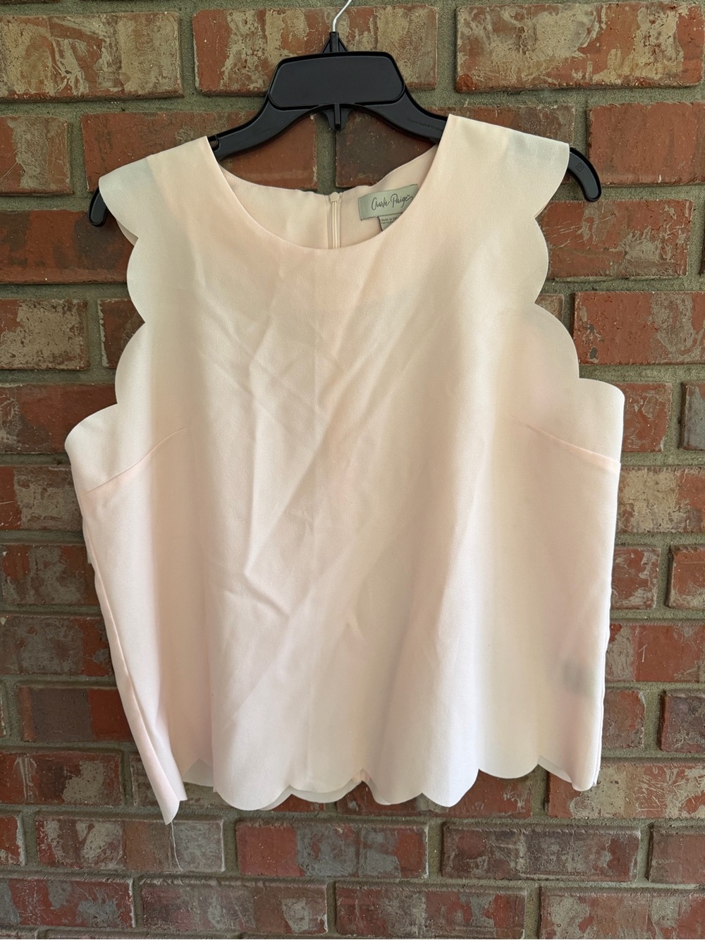 Charlie Paige Pale Pink Scallop-Edge Sleeveless Blouse